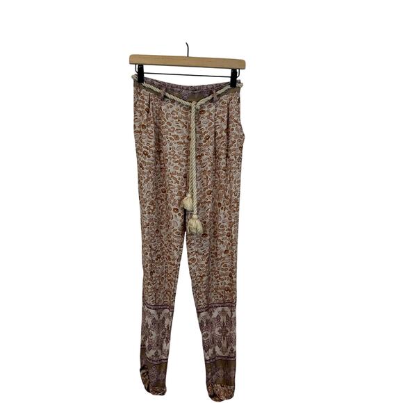 Anthropologie Ollari Tasseled Tapered Pants Paisley Mauve Women’s Size XS - Picture 5 of 13